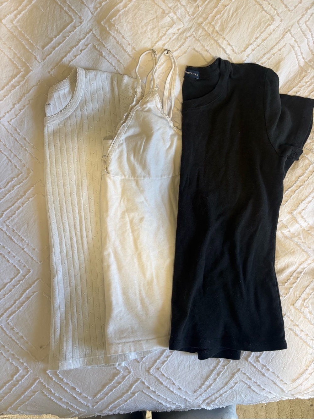 Brandy Melville Black & White Short Sleeve and Tank Tee Trio